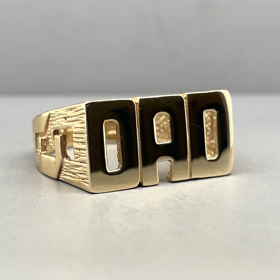 9ct Yellow Gold Dad Ring - Size W