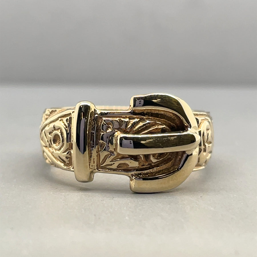 9ct Yellow Gold Buckle Ring - Size T