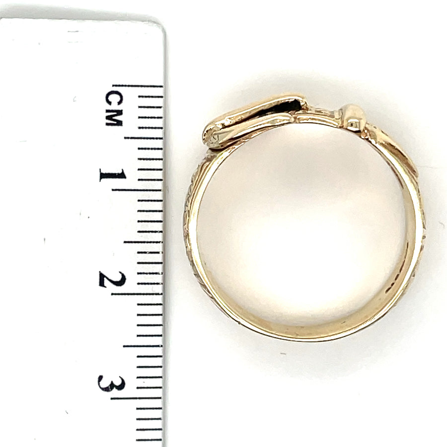 9ct Yellow Gold Buckle Ring - Size T