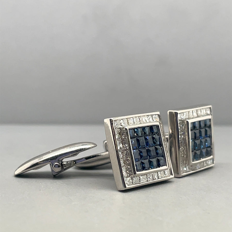 18ct White Gold Diamond Cufflinks (c. 0.75ct)