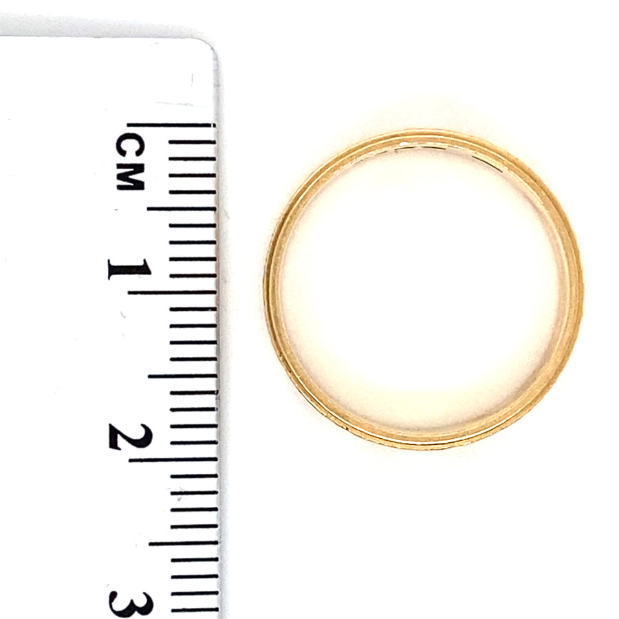 18ct Yellow Gold Patterned Band Ring - Size M