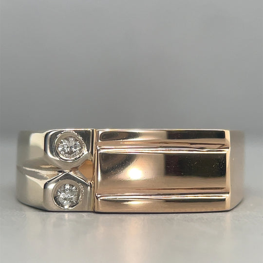 14ct Bi-Colour Diamond Ring - Size S 1/2