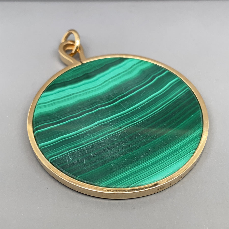 9ct Yellow Gold Green Malachite Pendant