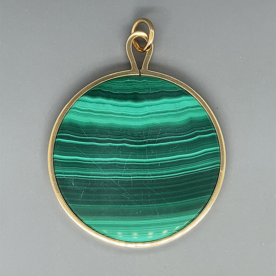 9ct Yellow Gold Green Malachite Pendant