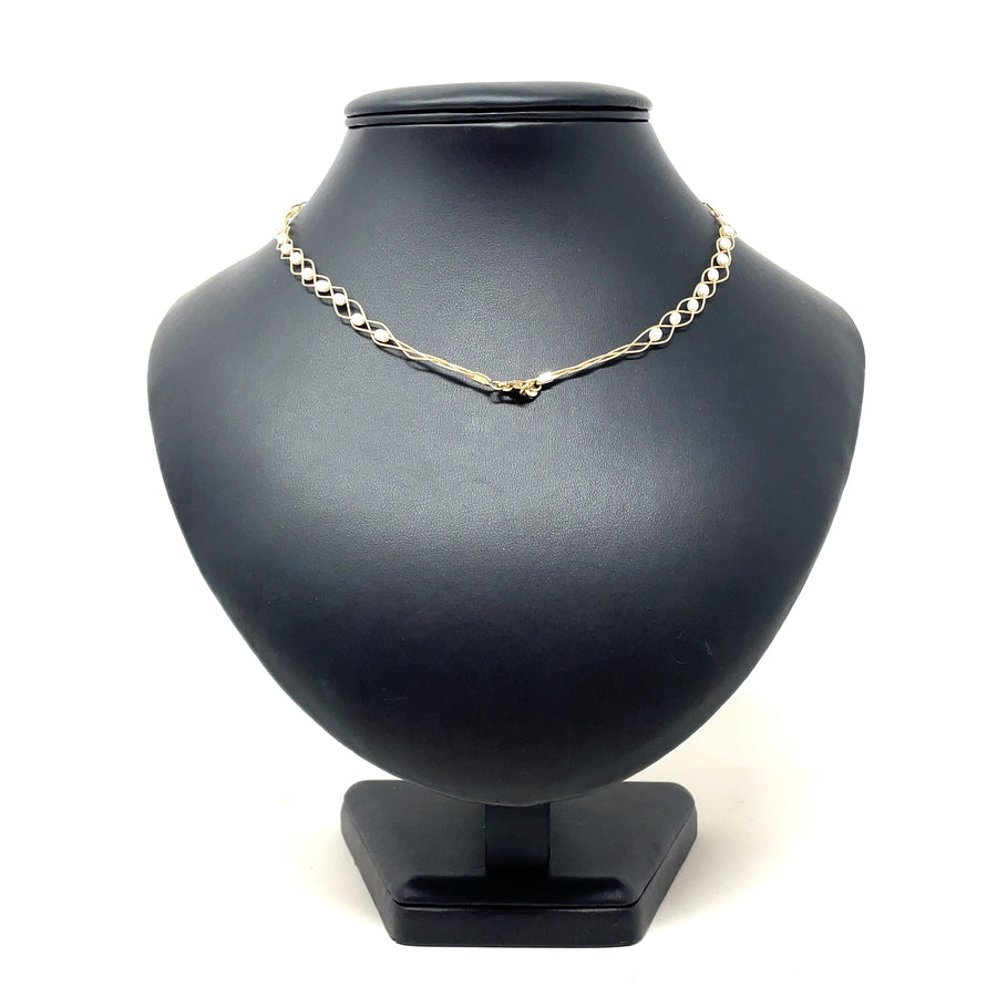 9ct Yellow Gold Cultured Pearl Necklet (12")