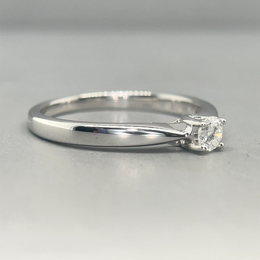 9ct White Gold Single Stone Diamond Ring and Matching Ring Set (c. 0.15ct) - Size L