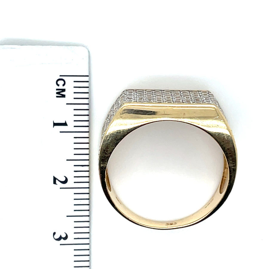 14ct Yellow Gold Cubic Zirconia Signet Ring - Size V