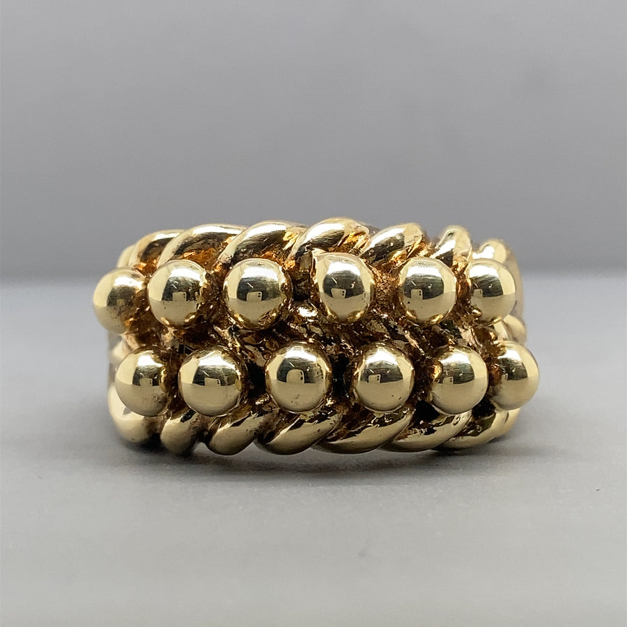 9ct Yellow Gold Keeper Style Ring - Size V