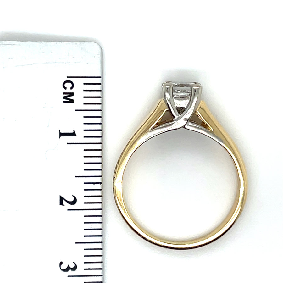 18ct Yellow Gold Single Stone Princess Cut Diamond Ring (c. 0.66ct) - Size N