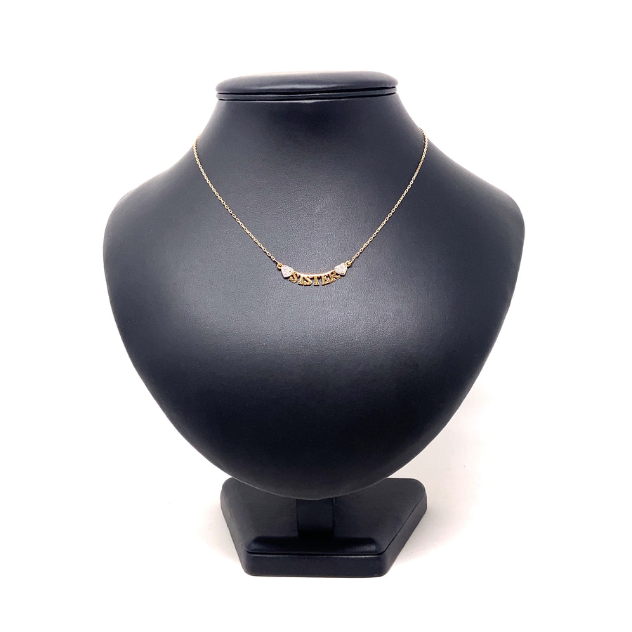 9ct Yellow Gold Cubic Zirconia Sister Necklace (16")