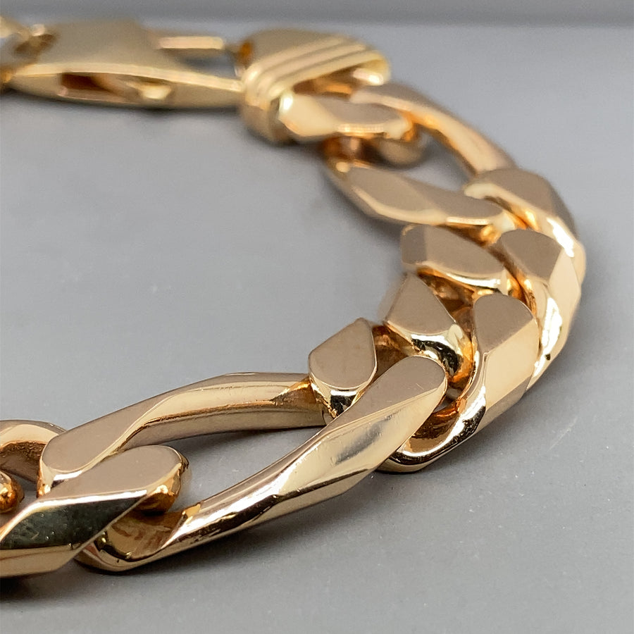 9ct Yellow Gold Heavy Figaro Bracelet