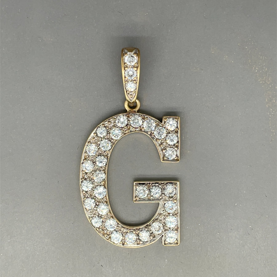 9ct Yellow Gold Cubic Zirconia Initial G Pendant