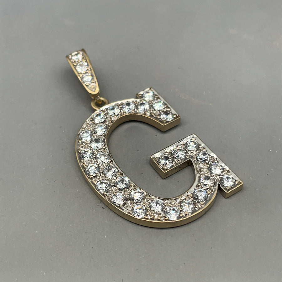 9ct Yellow Gold Cubic Zirconia Initial G Pendant