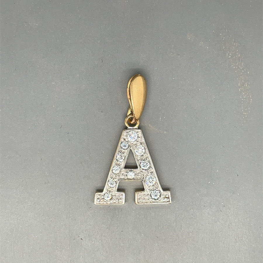 9ct Yellow Gold Cubic Zirconia Initial A Pendant