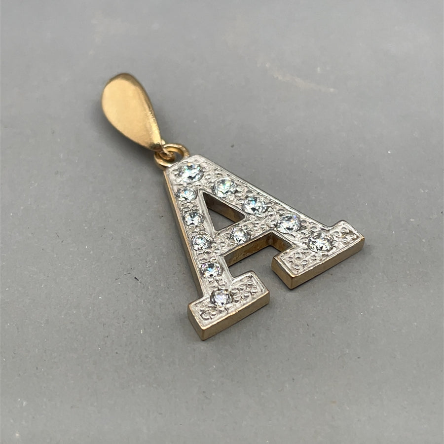 9ct Yellow Gold Cubic Zirconia Initial A Pendant