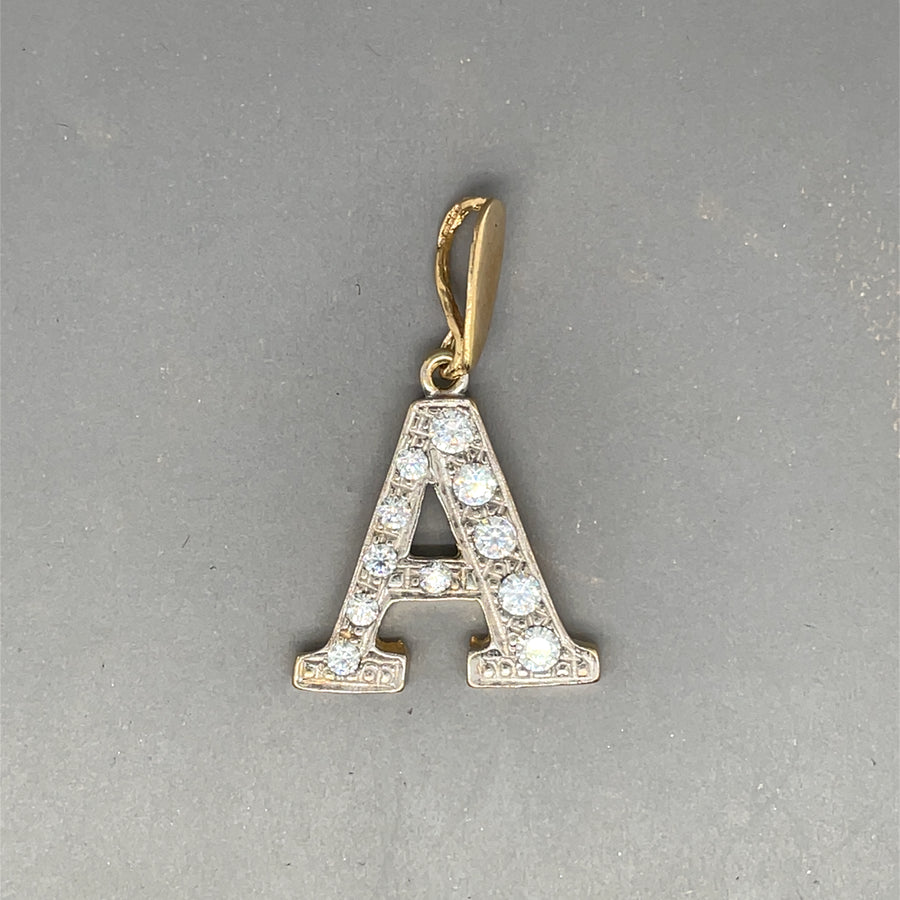 9ct Yellow Gold Cubic Zirconia Initial A Pendant