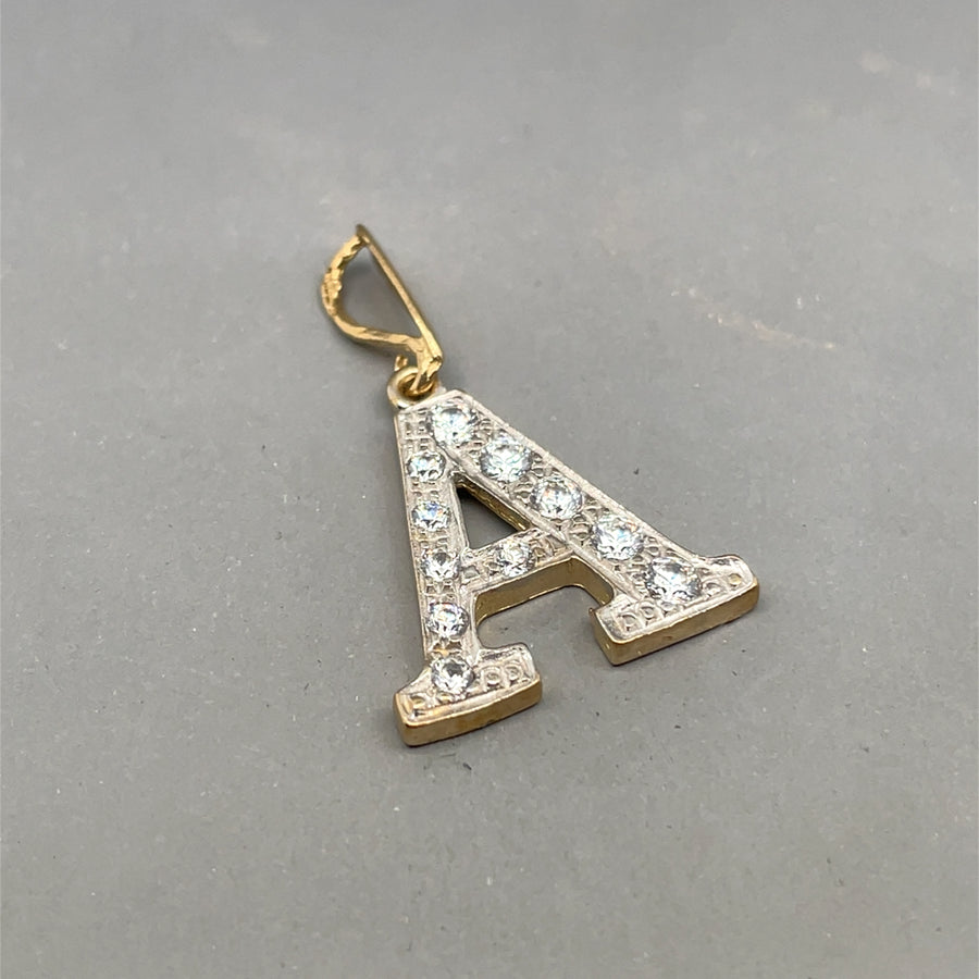 9ct Yellow Gold Cubic Zirconia Initial A Pendant