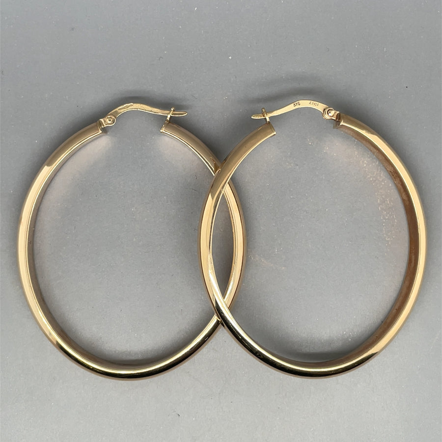 9ct Yellow Gold Oval Hoop Earrings