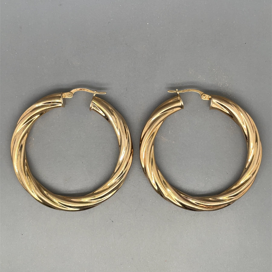 9ct Yellow Gold Twist Hoop Earrings