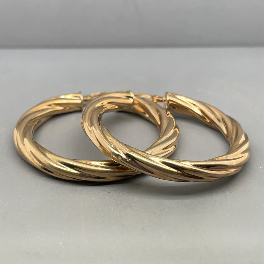 9ct Yellow Gold Twist Hoop Earrings