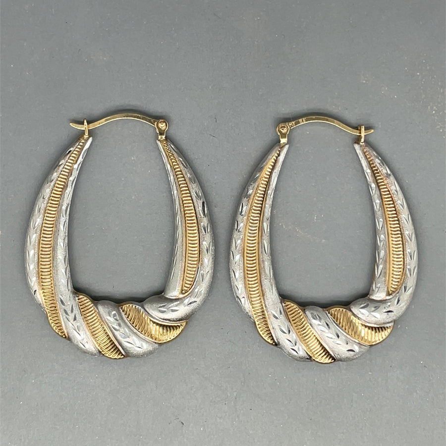 9ct Bi-Colour Creole Hoop Earrings