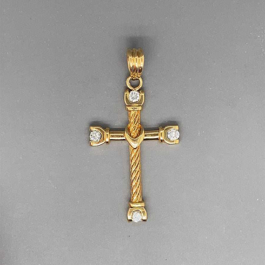 18ct Yellow Gold Diamond Cross Pendant (c. 0.20 - 0.25ct)