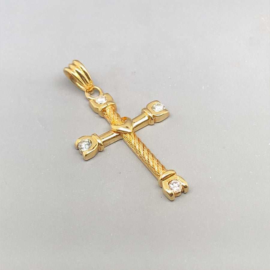 18ct Yellow Gold Diamond Cross Pendant (c. 0.20 - 0.25ct)