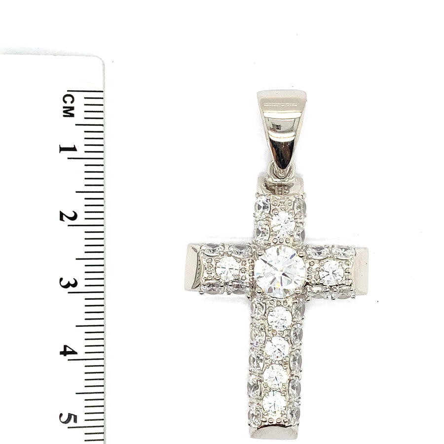 Sterling Silver Cubic Zirconia Cross Pendant (NEW!)