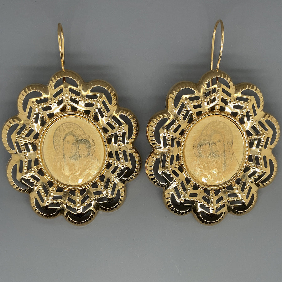 14ct Yellow Gold Drop Religious Earrings