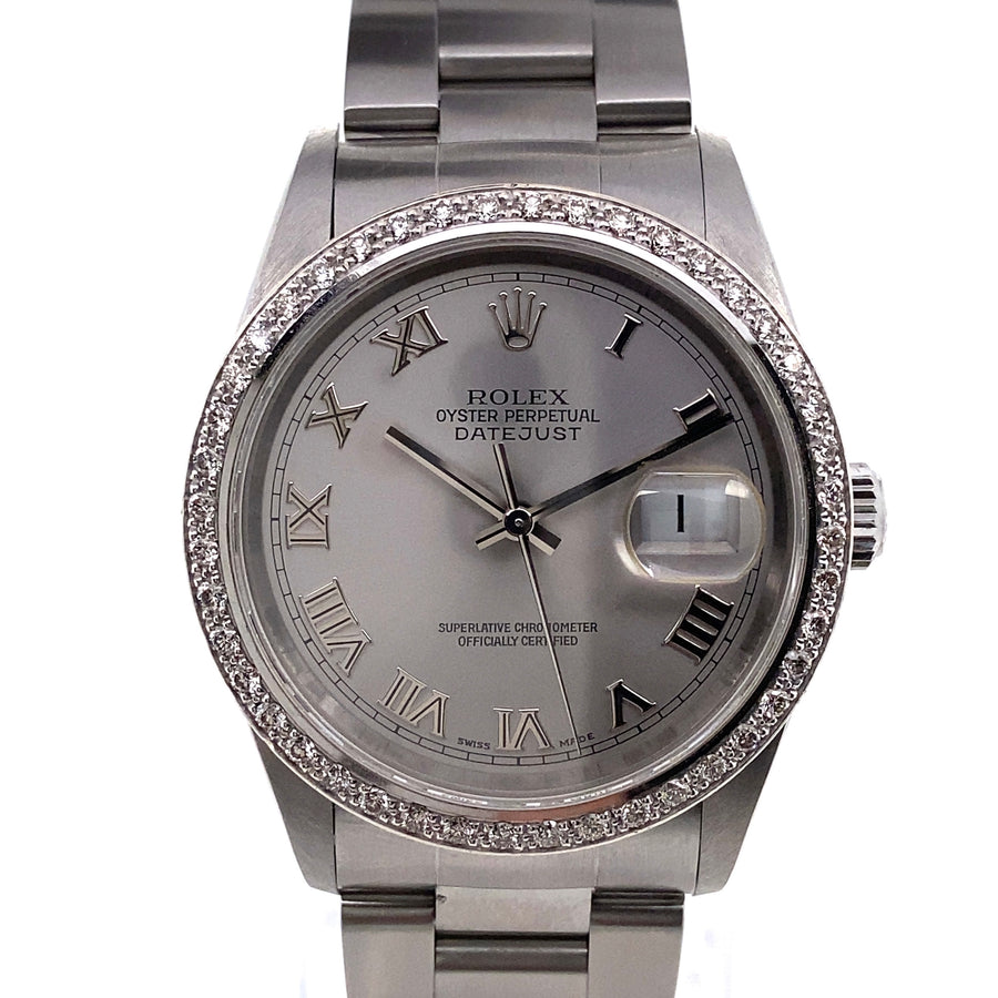 Pre-Owned Stainless Steel and Diamond Bezel Oyster Datejust Rolex (Gents)