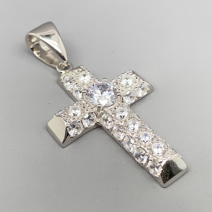 Sterling Silver Cubic Zirconia Cross Pendant (NEW!)