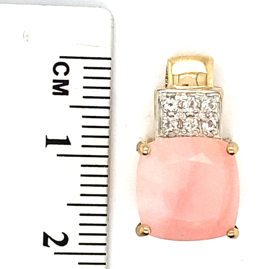 9ct Yellow Gold Pink Quartz and Cubic Zirconia Pendant