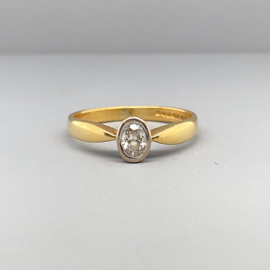 18ct Yellow Gold Single Stone Diamond Ring (c. 0.15ct) - Size J