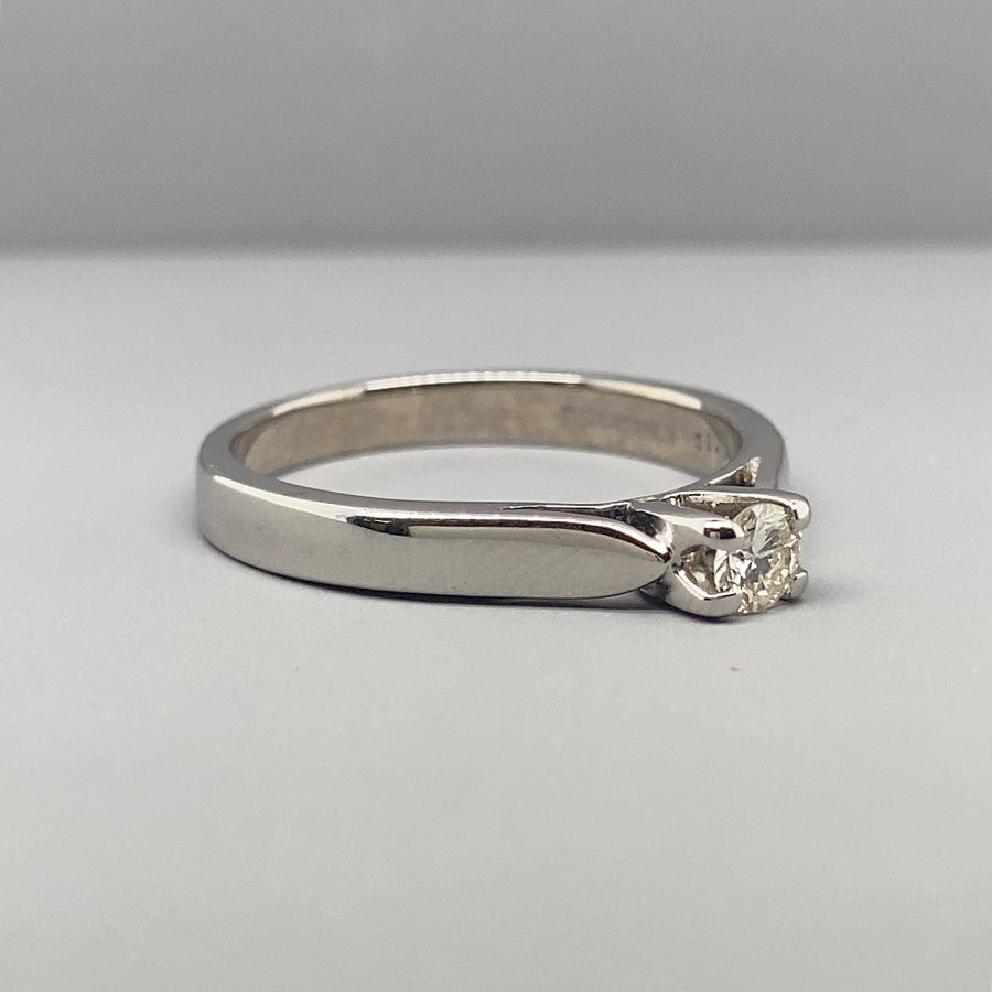 9ct White Gold Single Stone Diamond Ring (c. 0.15ct) - Size O