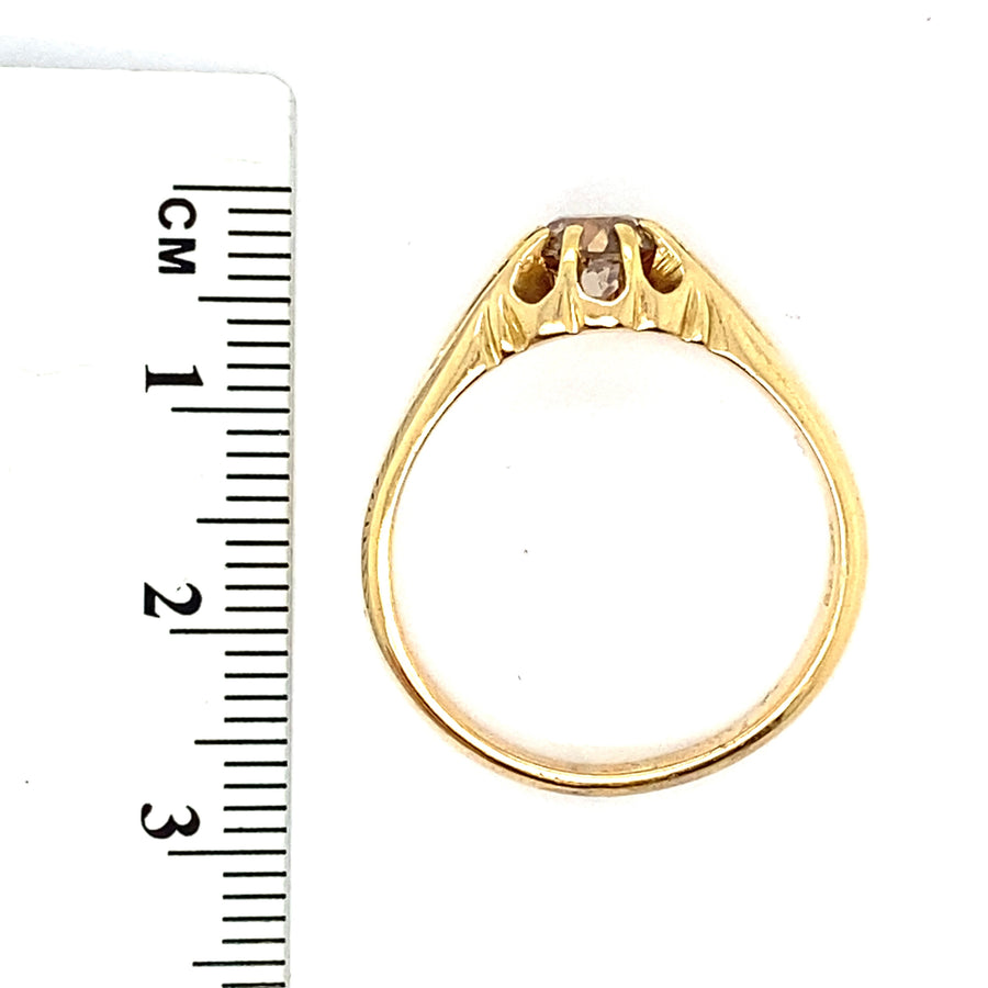 14ct Yellow Gold Single Stone Diamond Ring (c. 0.75ct) - Size T