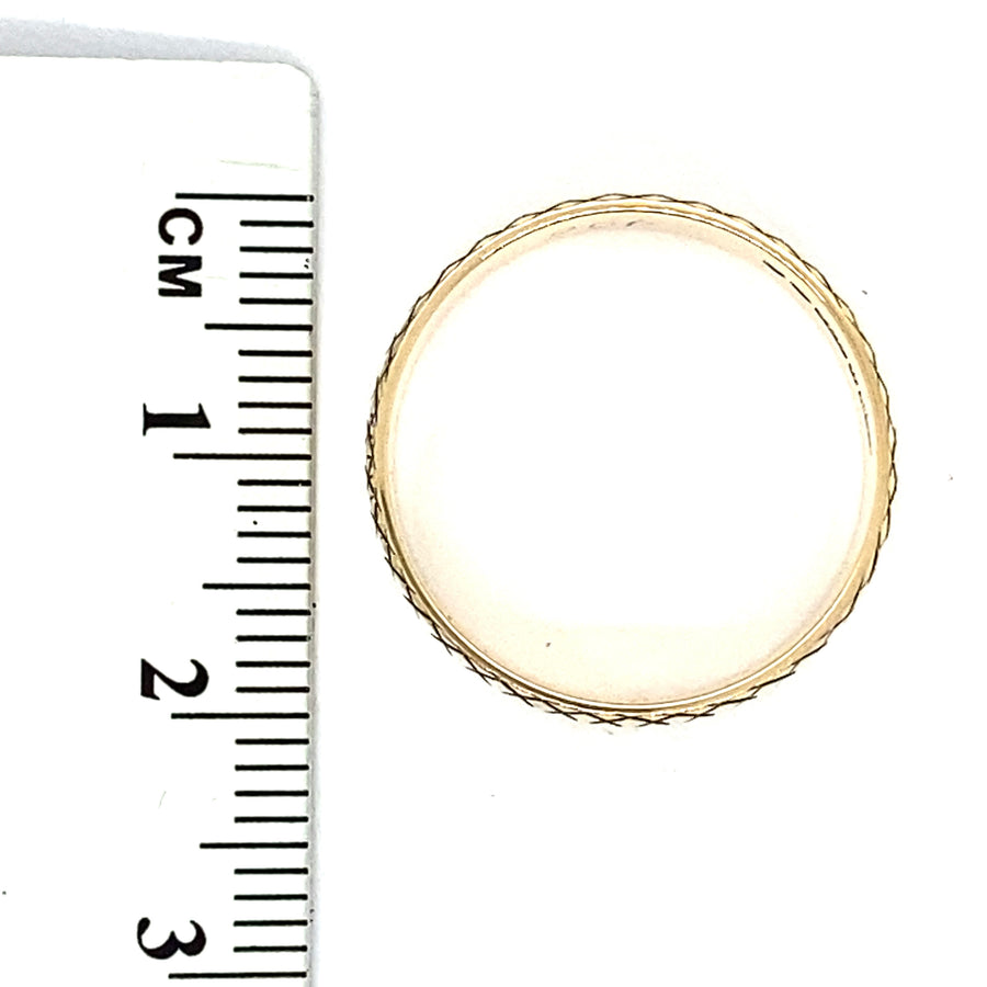 9ct Yellow Gold Patterned Band Ring - Size P 1/2