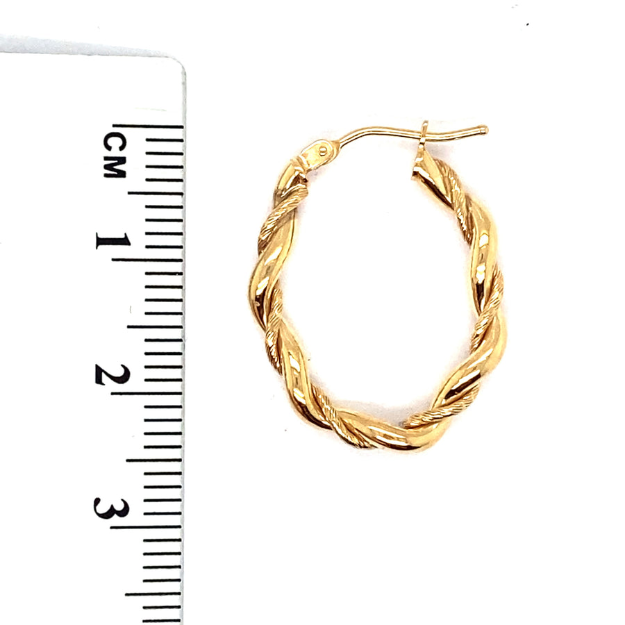 9ct Yellow Gold Twist Hoop Earrings