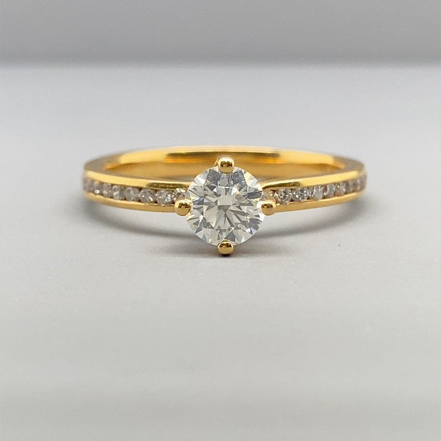 18ct Yellow Gold Diamond Ring (c. 0.71ct) - Size M 1/2