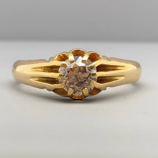 14ct Yellow Gold Single Stone Diamond Ring (c. 0.75ct) - Size T