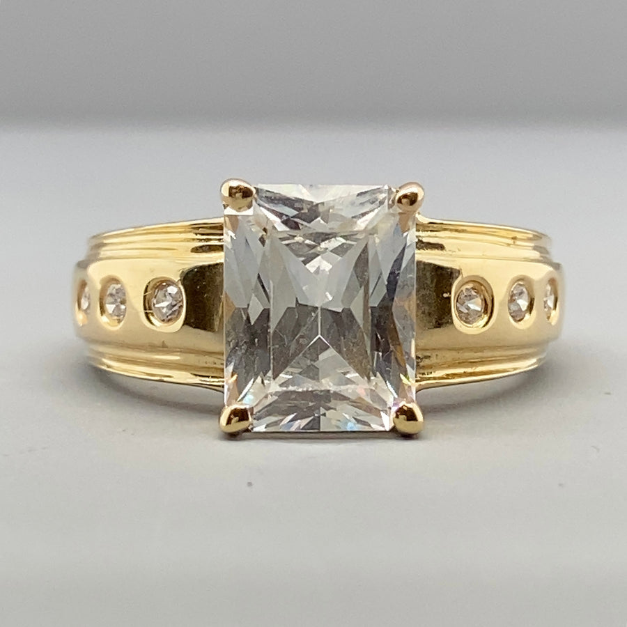 14ct Yellow Gold Cubic Zirconia Fancy Ring - Size K