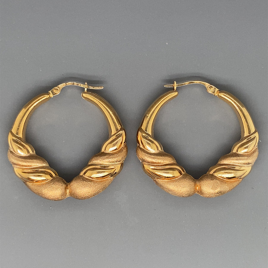 9ct Yellow Gold Fancy Hoop Earrings