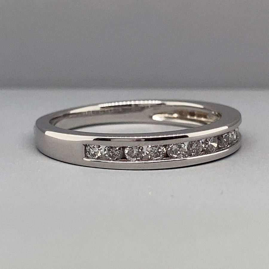 18ct White Gold Diamond Half Eternity Ring (c. 0.27ct) - Size L