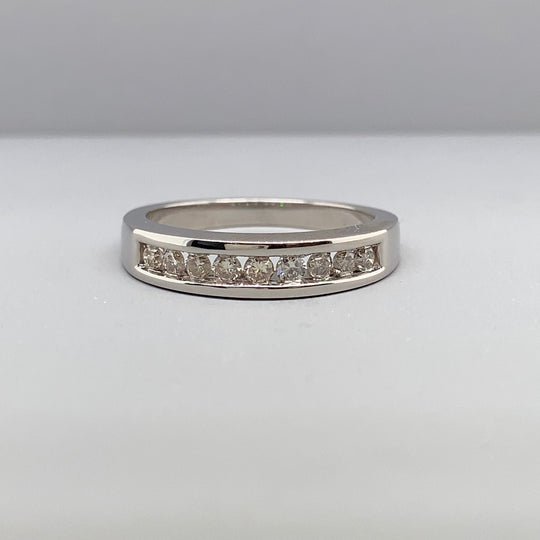9ct White Gold Diamond Half Eternity Ring (c. 0.35ct) - Size N