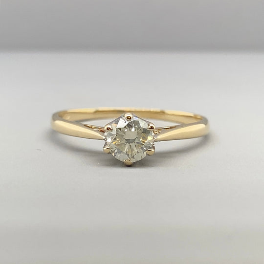 9ct Yellow Gold Single Stone Diamond Ring (c. 0.50ct) - Size U
