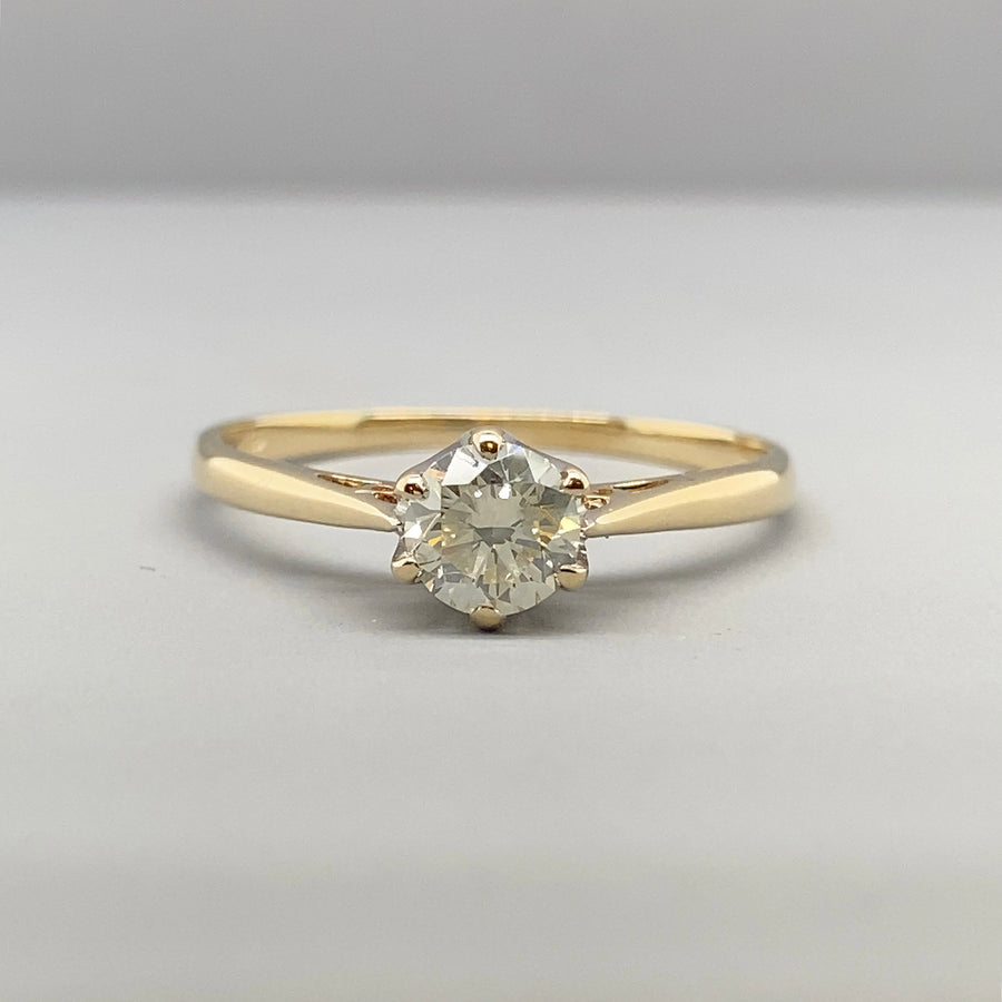 9ct Yellow Gold Single Stone Diamond Ring (c. 0.50ct) - Size U