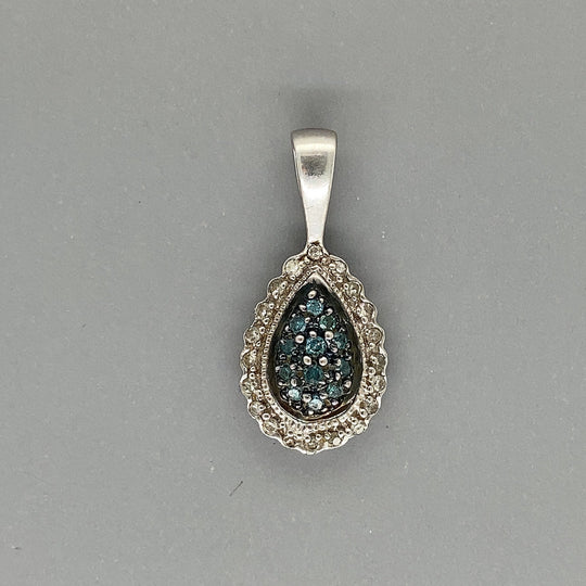 9ct White Gold Blue and White Diamond Pendant (c. 0.25ct)