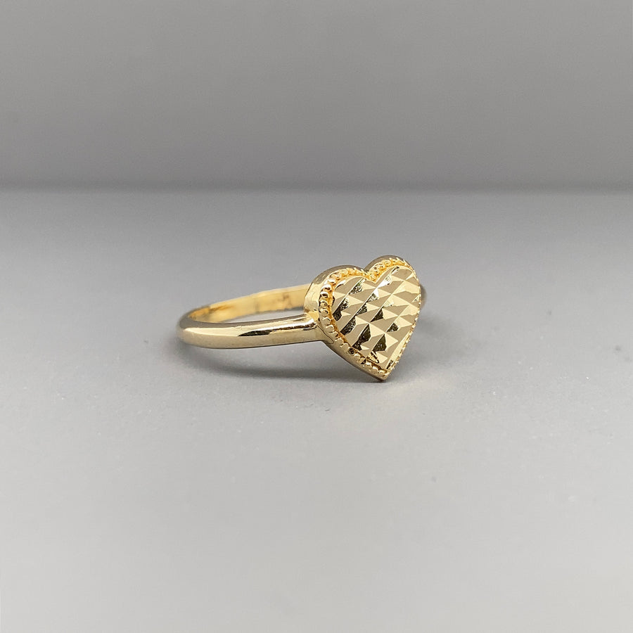 14ct Yellow Gold Heart Ring - Size K