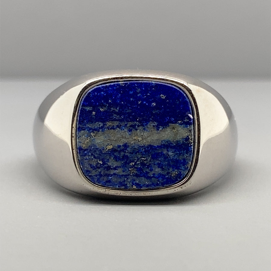 Sterling Silver Lapis Signet Ring - Size V (NEW!)