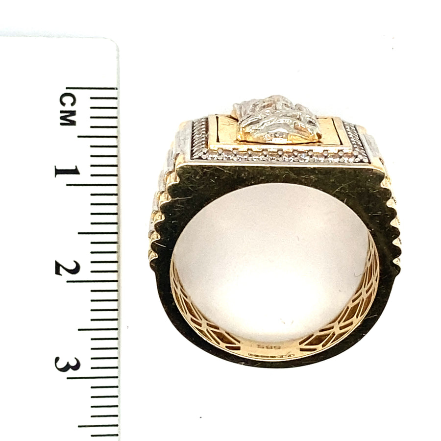 14ct Bi-Colour Religious Cubic Zirconia Ring - Size T 1/2