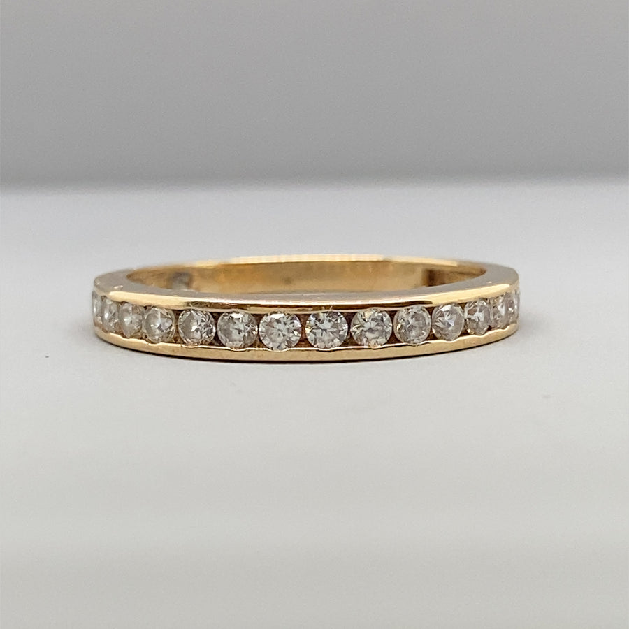9ct Yellow Gold CZ Eternity Ring - Size K 1/2